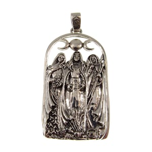 Massiver 925er Sterling Silber Anhänger der Dreifachen Göttin Entworfen von Hohepriesterin Mickie Mueller, Neopagan Anhänger