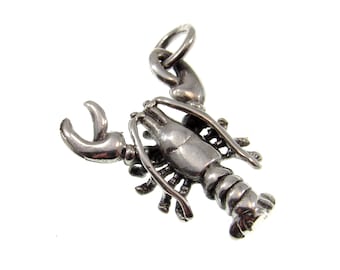 Solid 925 Sterling Silver Lobster Pendant, Handcrafted Sea Life Jewelry, Ocean Charm