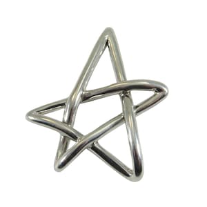 Solid 925 Sterling Silver Free Form Pentagram Pendant, Handcrafted Abstract Pagan Star, Wicca Magick Symbol, Whimsical Witchy Jewelry