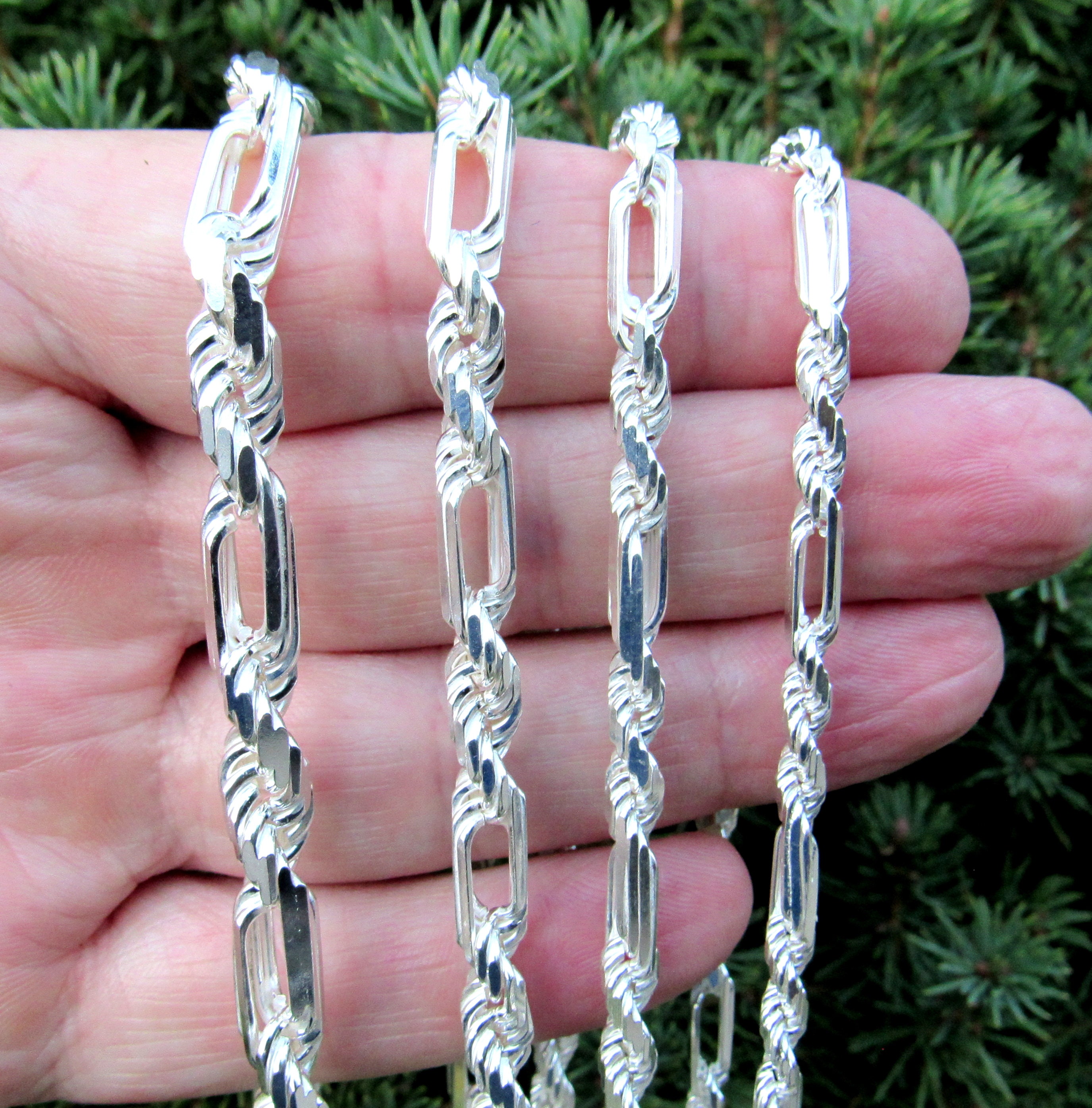 Figaro Rope Chain 3mm Italian 14k Yellow Gold Solid Milano