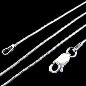 1 MM Massive 925 Sterlingsilber Damen Italienische Runde Schlangenkette Halskette, Made in Italy, Längen: 7 14 16 "18" 20" 22" 24 "26" oder 30" Zoll