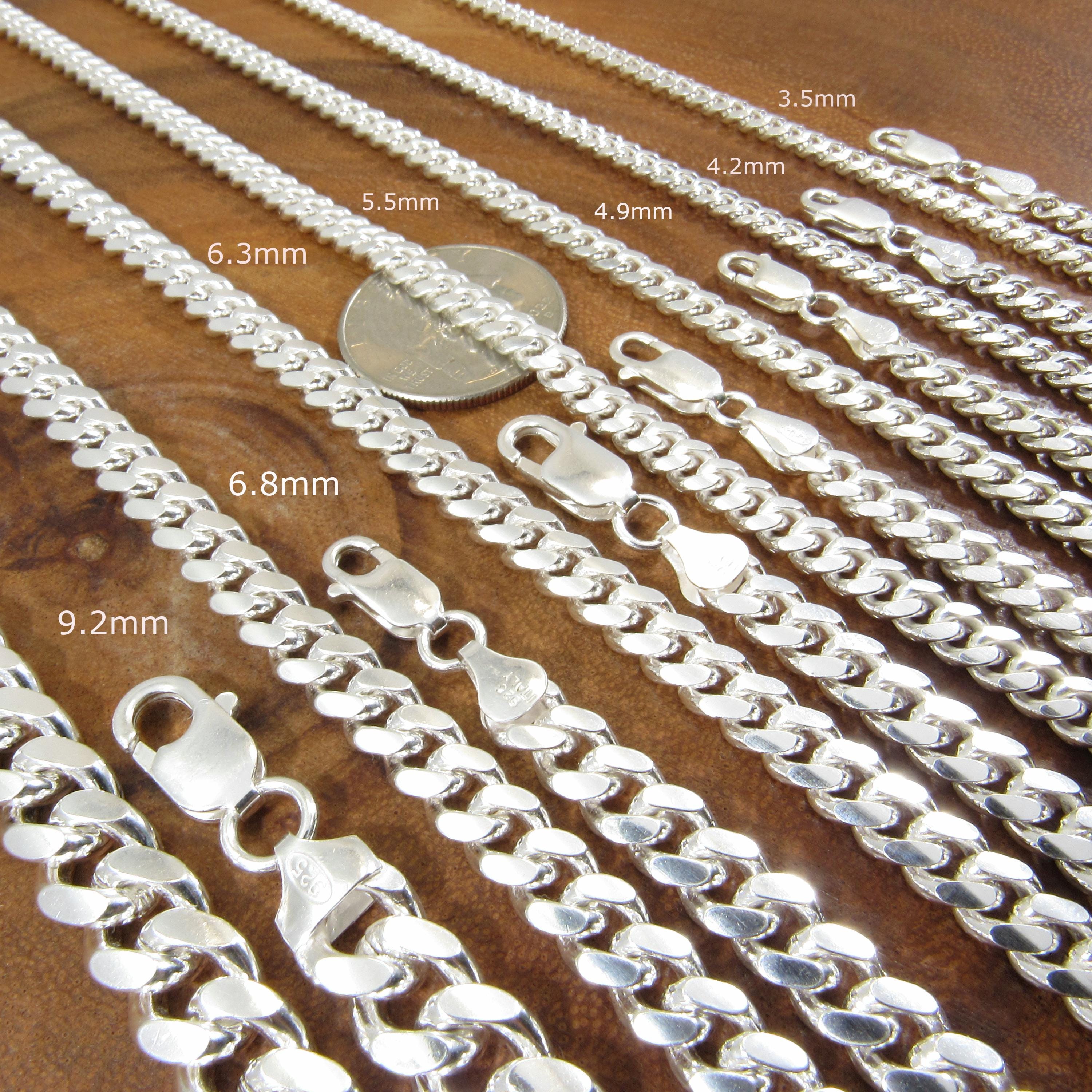 Cadena Cubana Miami De Plata Esterlina 925 Sólida - Bordillo Italiano, Unisex, Desde 16' Hasta 30'