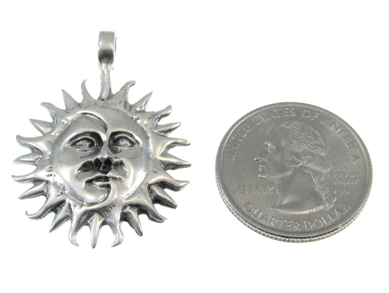 Solid 925 Sterling Silver Sun & Moon Faces Pendant – Celestial Necklace ...