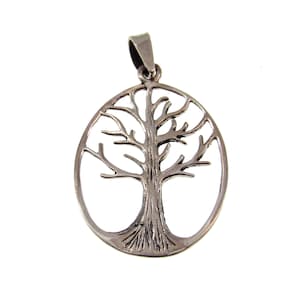 Solid 925 Sterling Silver Cut Out Tree of Life Pendant, Handcrafted Yggdrasil Jewelry