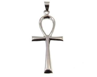 Solid 925 Sterling Silver Large Egyptian Ankh, Crux Ansata Cross, Egyptian Key of Life Pendant