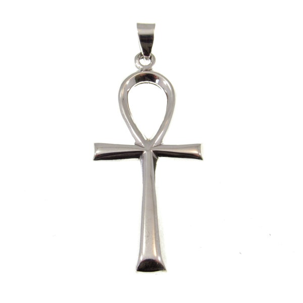 Solid 925 Sterling Silver Large Egyptian Ankh, Crux Ansata Cross, Egyptian Key of Life Pendant