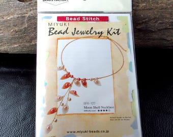 Miyuki Bead Jewelry Kit – Moon Shell Necklace, Made in Japan, DIY Beading Kit - BFK-107
