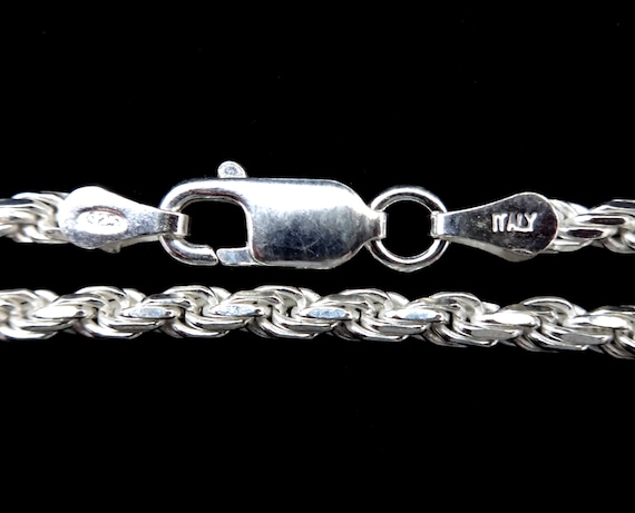 20 " Italian Diamond Cut Rope Chain Necklace .925 Sterling Silver Lobster Claw 20 " Italian Diamond Cut Rope Chain Necklace .925 Sterling Silver Lobster Claw