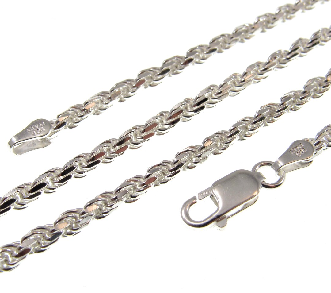 4mm 925 Silver Rope Chain Necklace Sterling Silver 16 18 20, 57% OFF