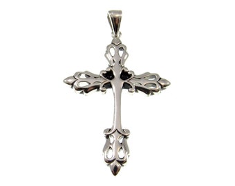 Solid 925 Sterling Silver Medieval Cross Pendant, Handcrafted Gothic Jewelry