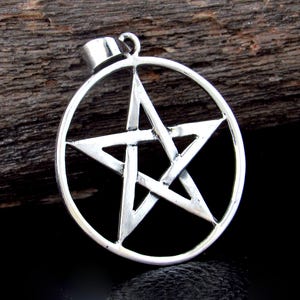 Solid 925 Sterling Silver Classic Pentacle Pendant – Wiccan Protection Pentagram, Pagan Witchcraft Talisman Jewelry