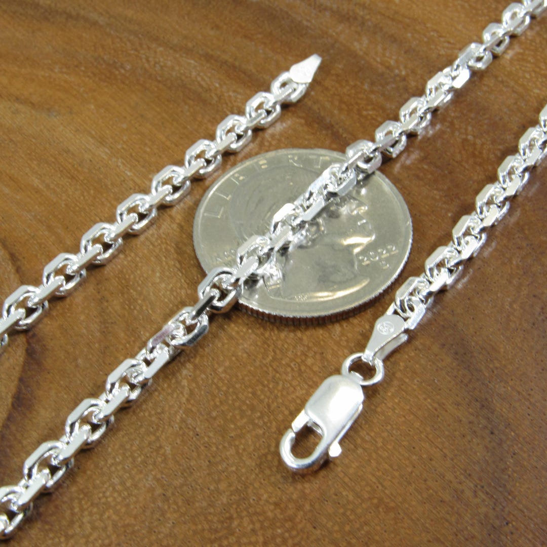 Solid 925 Sterling Silver Men's Italian Forzatina Anchor Cable Link Chain - Various Lengths