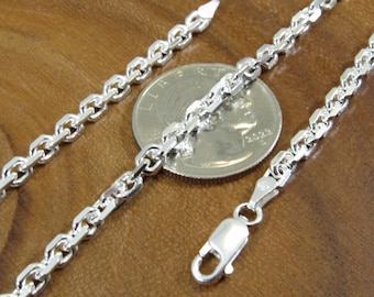 4MM Solid 925 Sterling Silver Anchor Link Chain, Italian Cable Chain Bracelet or Necklace, Nautical Jewelry for Men & Women, Made in Italy