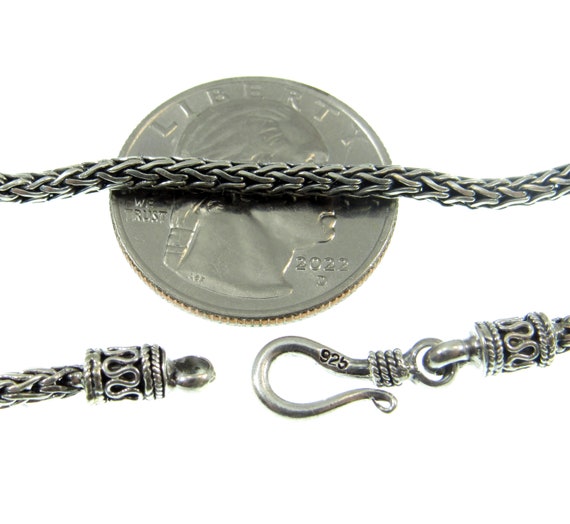2.5MM Solid 925 Sterling Silver Handmade Bali Foxtail Weave Chain