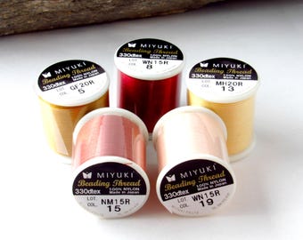 Warm Tones Pack Miyuki Beading Thread 50m Nylon Cord Kit for Delicas Bead Weaving