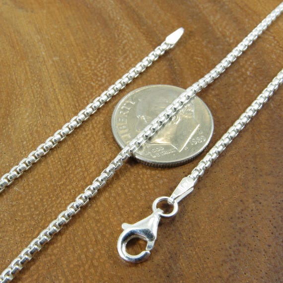 Solid 925 Sterling Silver Round Box Chain, Rounded Box Link Necklace for Men and Women, Made in Italy, Fine Italian Silver Jewelry All Sizes
