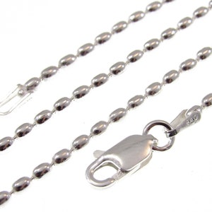 Cadena militar DOGTAG de cuentas de arroz ovaladas italianas de plata de ley 925 maciza de 2 mm, pulsera o collar unisex, hecho en Italia, 8 - 20 pulgadas