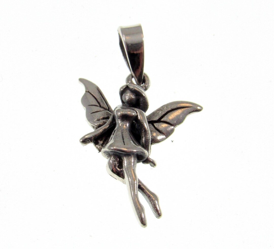 Solid 925 Sterling Silver Fairy Pendant, Handcrafted Faerie Charm