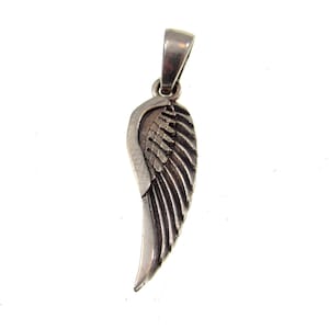 Solid 925 Sterling Silver Angel Wing Pendant, Handcrafted Bird Wing Charm