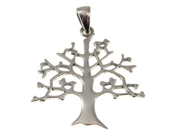 Solid 925 Sterling Silver Cut Out Carved Out Celtic Tree of Life Yggdrasil Pendant
