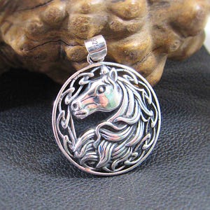 Solid 925 Sterling Silver Celtic Horse Pendant – Equestrian Jewelry, Horse Lover Gift, Norse Viking Charm with Celtic Knotwork