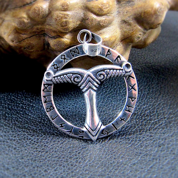 Solid 925 Sterling Silver Irminsul Pendant – Handcrafted Norse