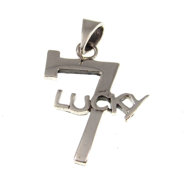 Solid 925 Sterling Silver Lucky 7 Pendant, Handcrafted Las Vegas Gambling Good Luck Charm