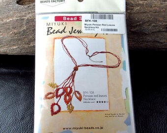 Miyuki Bead Jewelry Kit – Persian Red Leaves Necklace, Made in Japan, DIY Craft - BFK-108