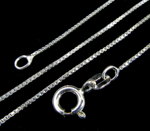 Sterling Silver Box Chain Necklace - Made in Italy Sterling Silver Box Chain Necklace - Made in Italy