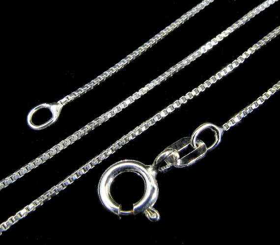 Small Rectangular Chain Necklace | 925 Sterling Silver 20