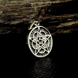 Solid 925 Sterling Silver Celtic Five Fold Pentacle Pendant, Wiccan Protection Star Charm