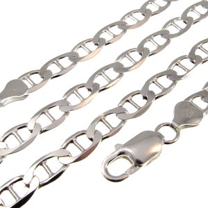 6.4MM 150 Gauge Solid 925 Sterling Silver Italian Mariner / Marina Chain, Made in Italy, Mens Necklace or Bracelet, 7 - 30 Inches
