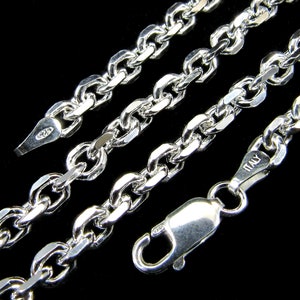 4MM Solid 925 Sterling Silver Italian Anchor Link Cable Chain, Bracelet or Necklace Made in Italy 7 8 16 18 20 22 24 26 28 or 30" Inches