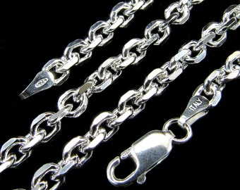 4MM Solid 925 Sterling Silver Italian Anchor Link Cable Chain, Bracelet or Necklace Made in Italy 7 8 16 18 20 22 24 26 28 or 30" Inches