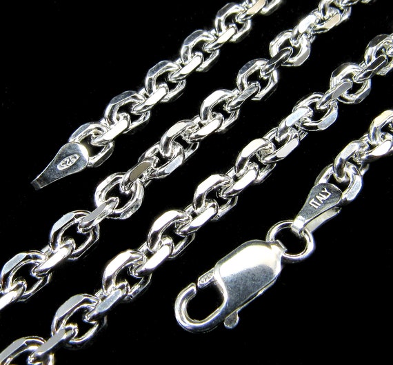4MM Solid 925 Sterling Silver Italian Anchor Link Cable Chain Etsy