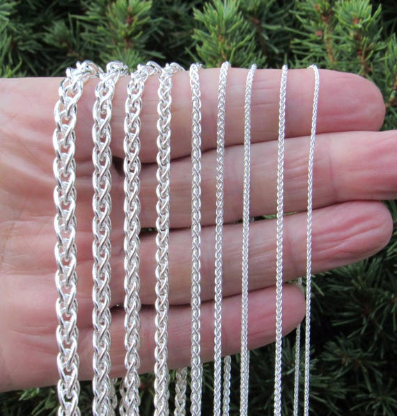 Solid 925 Sterling Silver Braided Wheat Chain Italian Spiga Bracelet or Necklace Fine Jewelry for Men and Women All Sizes Made in Italy Etsy