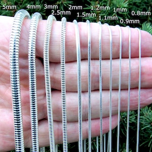 Solid 925 Sterling Silver Italian Round Snake Chain Necklace or Bracelet, Unisex Minimalist Jewelry, Sleek Men&#39;s & Women&#39;s Pendant Chain