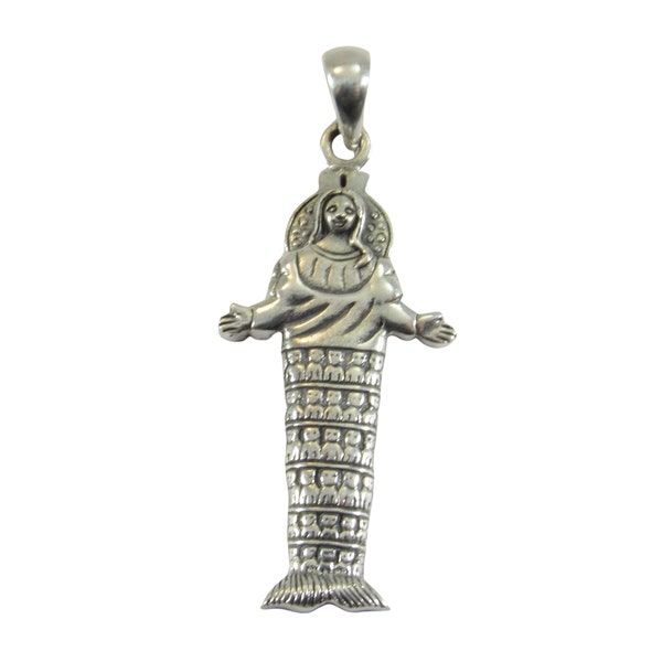 Solid 925 Sterling Silver Greek Goddess Artemis Ephesus Pendant Handcrafted Great Mother Goddess, Fertility Deity