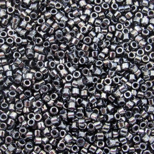 DB0001 11/0 Miyuki Gunmetal Delica Seed Beads, 5 Grams Tube, 25 Grams Bag, DB1, DB-1 Japanese Glass Delicas for Jewelry Making