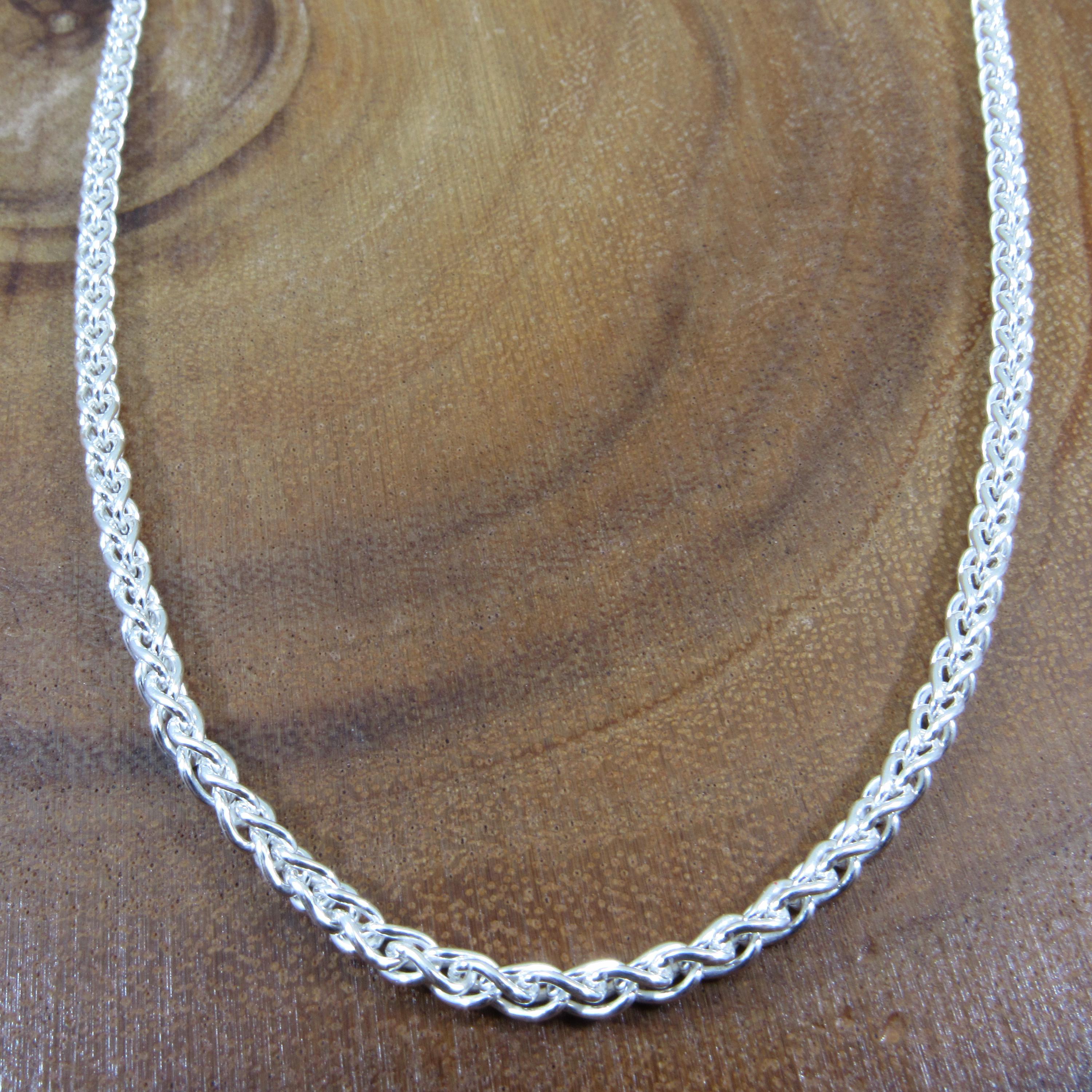 thumbnail interactive-video image 1 of Real Solid 925 Sterling Silver Wheat Spiga Rope Chain Necklace - Made In Italy 1 of 3
