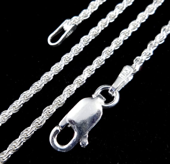 20 " Italian Diamond Cut Rope Chain Necklace .925 Sterling Silver Lobster Claw 