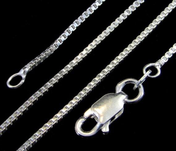 1.1MM Solid 925 Sterling Silver Italian Square Box Chain Necklace for Pendants & Charms Made in Italy,16" 18" 20" 24", 26", or 30" Inches