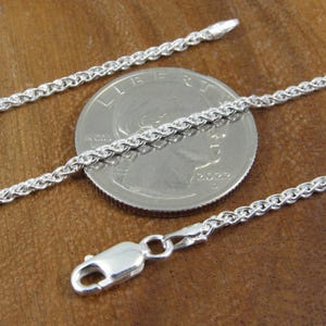 1.9MM Solid 925 Sterling Silver Wheat Chain for Women, Women&#39;s Italian Spiga Necklace,  Layering Necklace Chain, Made in Italy, 045 Gauge