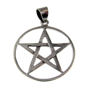 Medium Solid 925 Sterling Silver Round Pentacle Pentagram Amulet Pendant Talisman Pagan Wicca Jewelry