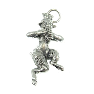 Solid 925 Sterling Silver Ancient Greek God Pan Pendant, Roman Faun, Neopagan Horned Goat Deity