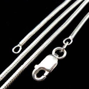 1.5MM Solid 925 Sterling Silver Italian Round Snake Chain Necklace or Bracelet, Made in Italy, Lengths: 7 16 18 20 24 26 28 or 30&quot; Inches