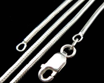 Solid 925 Sterling Silver Italian Round Snake Chain Necklace