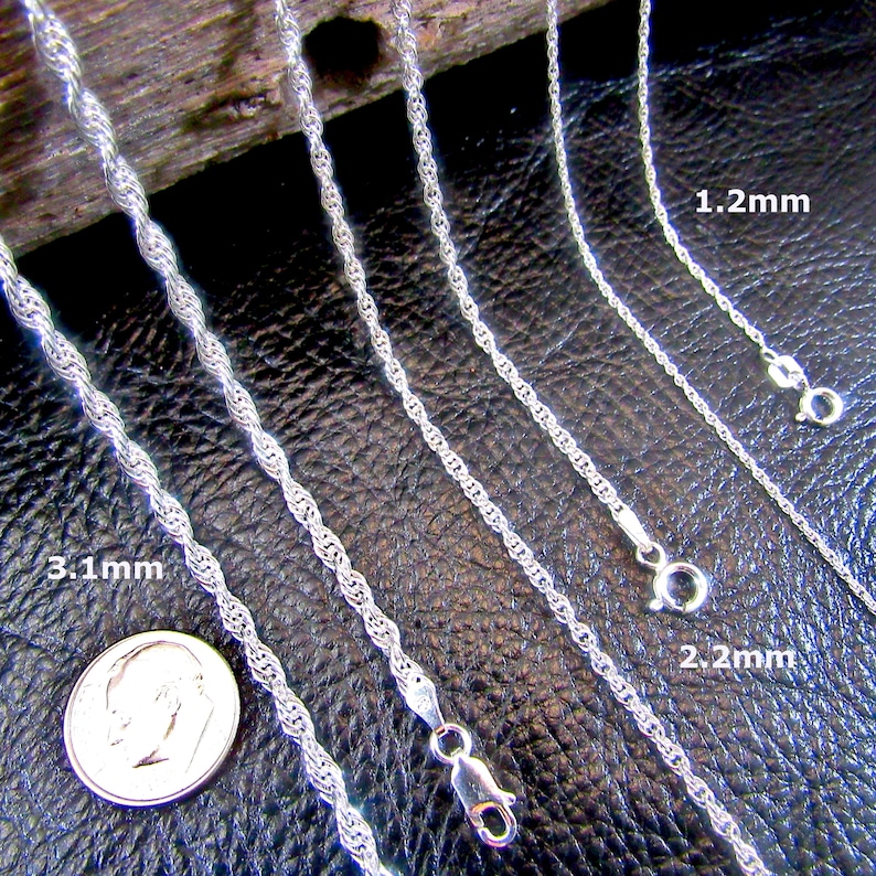 Massive 925 Sterling Silber Italienische Twisted Seil Kette, Lose Seil Halskette für Frauen, Feiner Schmuck Geschenk für Frauen, Made in Italy Bild 2