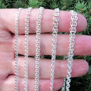 Solid 925 Sterling Silver Italian Love Link Necklace or Bracelet, Half Persian 2 in 1 Chain, Medieval Chainmaille Weave, Fancy Unisex Design