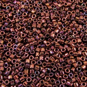 DB0012 11/0 Miyuki Metallic Dark Raspberry Delica Seed Beads, 5 Grams Tube, 25 Grams Bag, DB12, DB-0012 Japanese Glass Delicas for Jewelry
